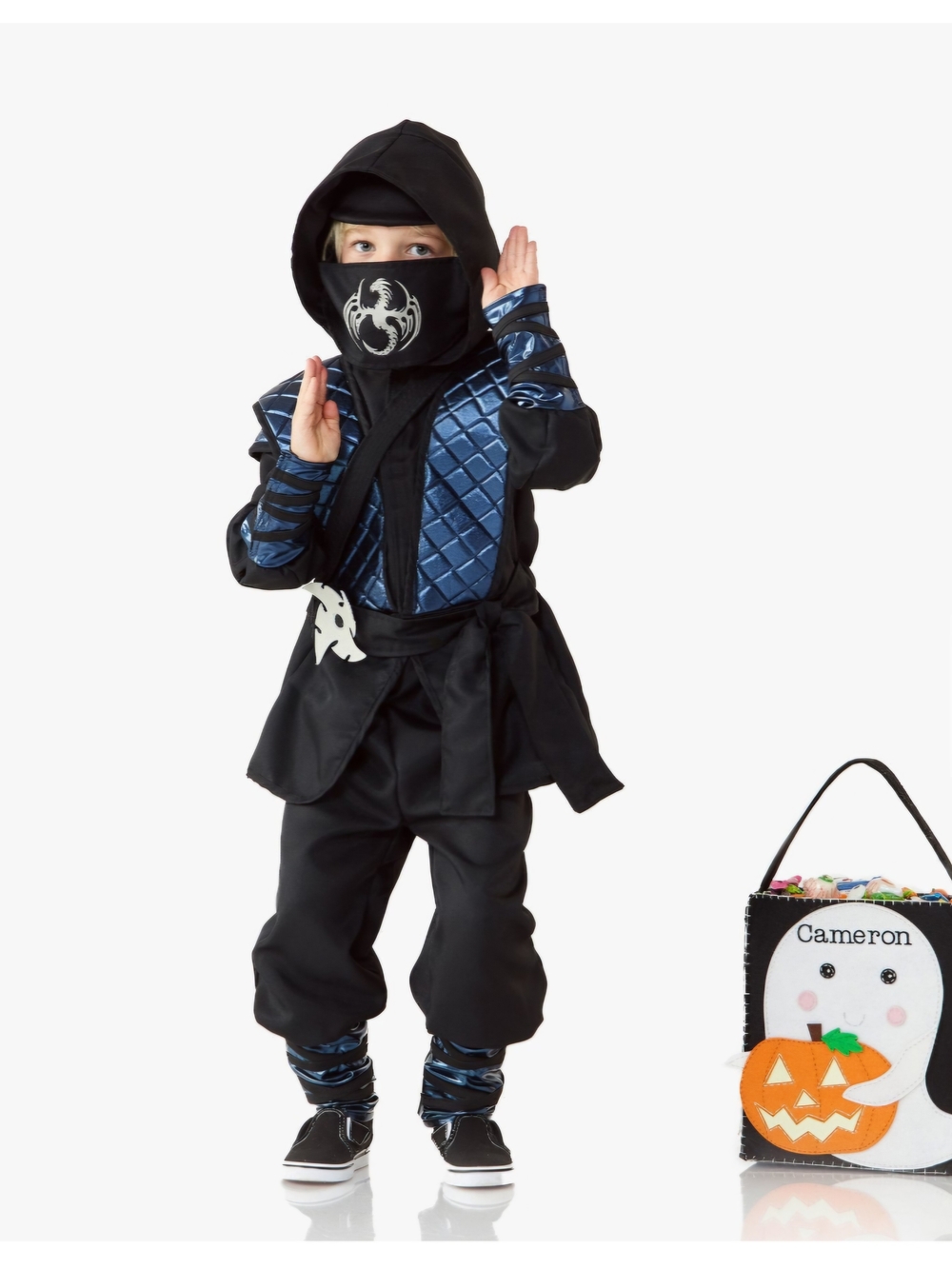 Pottery Barn Kids Glow-in-the-Dark Ninja Costume Boys 2 Black & Blue